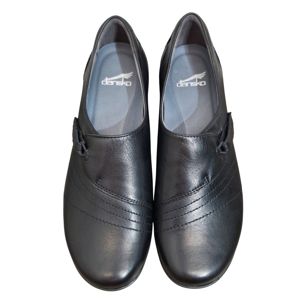 Dansko Women's Size 9.5 Wide Fawna Black Leather Mary Jane Clogs Shoe 5510020200